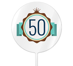 Cake topper tondo con grafica per anniversario 50 anni