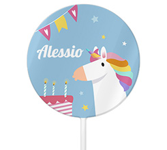 Cake topper tondo grafica unicorno con nome