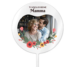 Cake topper tondo ti voglio bene mamma con foto