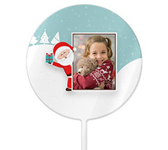 Cake topper tondo grafica babbo natale con foto