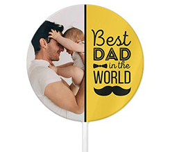 Cake topper tondo grafica best dad con foto per la festa del papà