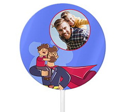 Cake topper tondo grafica supereroe con foto per la festa del papà