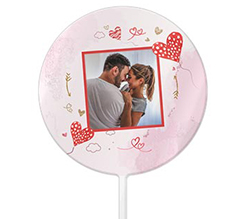 Cake topper tondo con grafica cornice cuori per san valentino