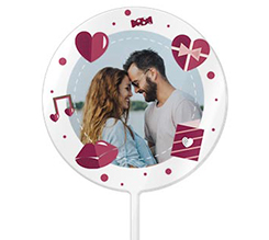 Cake topper tondo con grafica love per san valentino