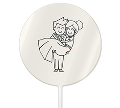 Cake topper tondo con grafica sposi felici