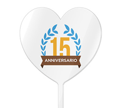 Cake topper cuore 15° anniversario