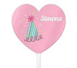 Cake topper cuore cappellino di compleanno