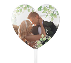 Cake topper cuore cerchio di foglie