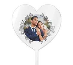 Cake topper cuore fiori stilizzati