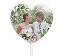Cake topper cuore foglie verdi