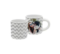 Tazzina espresso con foto e grafica zig zag grigio