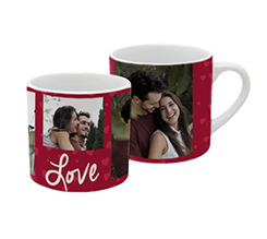 Tazzina di caffe con grafica rossa