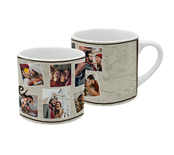 Tazzina da caffè con grafica collage