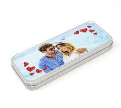 Scatola di latta piccola cornice di cuori