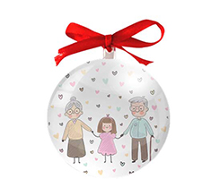 Pallina di Natale nonni nipote e cuoricini