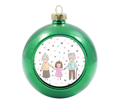 Palla di Natale vetro colorato Nonni e nipotina