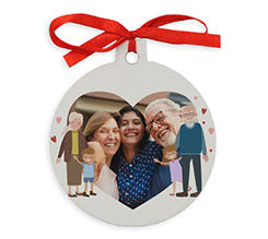 Pallina natalizia in legno con foto e grafica nonni con nipoti
