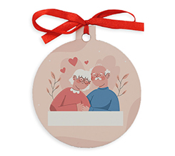 Pallina natalizia in legno con foto e grafica per festa nonni