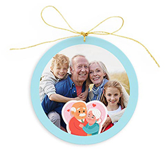 Decorazione natalizia in plexiglass con foto e grafica nonni abbracciati