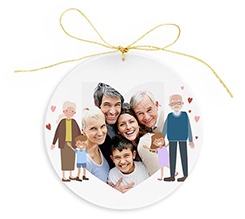 Decorazione natalizia in plexiglass con foto e grafica nonni con nipoti