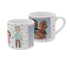 Tazza caffè americano personalizzata con foto e grafica disegno nonni e cuoricini