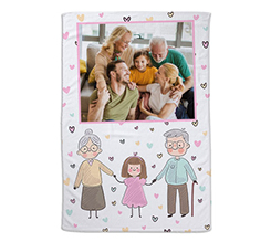 Coperta personalizzata per nonni con foto e cuoricini