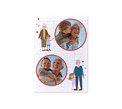 Foto puzzle A4 grafica nonni con nipoti
