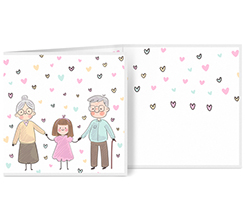 Biglietto a 3 ante quadrato grafica per nonni con cuoricini