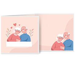 Biglietto a 3 ante quadrato per nonni con grafica love