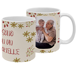Tazza con stampa panoramica con foto e grafica dedica per nonna