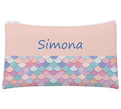 Astuccio a bustina con nome immagine e grafica squame colorate