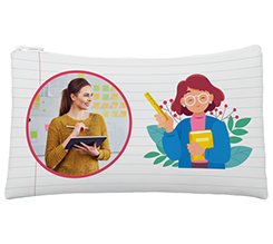 Astuccio a bustina con foto e grafica disegno maestra