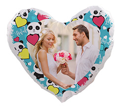 Cuscino cuore in Raso Lovely panda