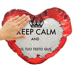 Cuscino cuore con paillettes Keep Calm