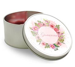 Scatola di latta tonda Romantic flowers