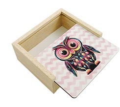 Scatola portaoggetti in legno Gufetto
