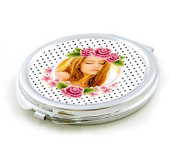 Specchietto tondo da borsetta Cornice di rose