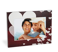 Cornice Foto Rossa Cuori Bianchi