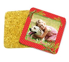 Sottobicchiere in sughero Bacche natalizie