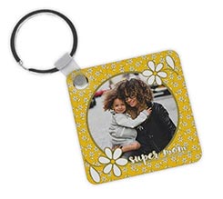 Portachiavi quadrato in legno Margherite