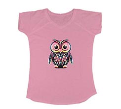 T-shirt scollo a V donna Gufetto colorato