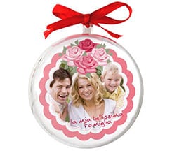 Palla di Natale tonda Cornice rosa