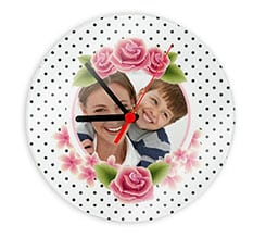 Orologio tondo in vetro Cornice di rose