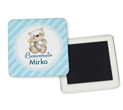 Magnete quadrato frigo Teddy blu