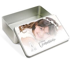 Scatola latta rettangolare White Communion