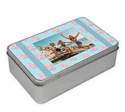 Scatola Latta Rettangolare Rose