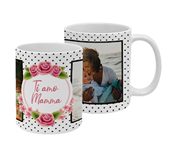 Tazza Panoramica Rose con pois neri