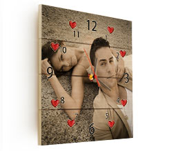 Orologio su listelli in Legno Love Time