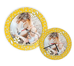 Orologio in legno rotondo Margherite