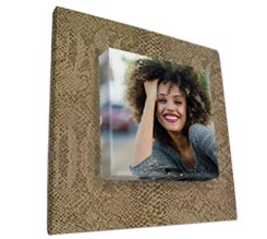 Tela con cornice in ecopelle pitonata